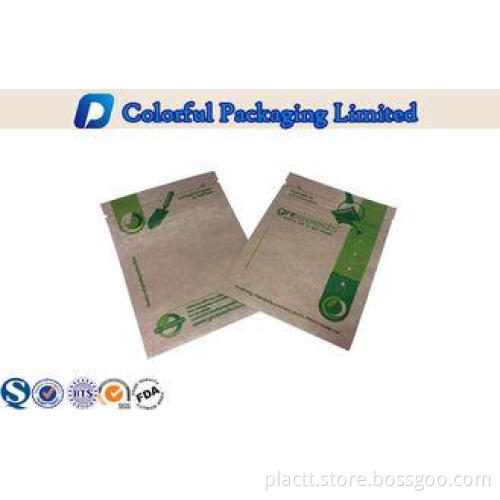 Bottom Open Kraft Paper Zipper Pouch Green Printing Tea Pac